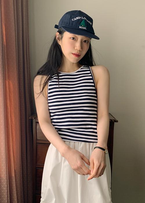 홀터 스트라이프슬리브리스 (2color)