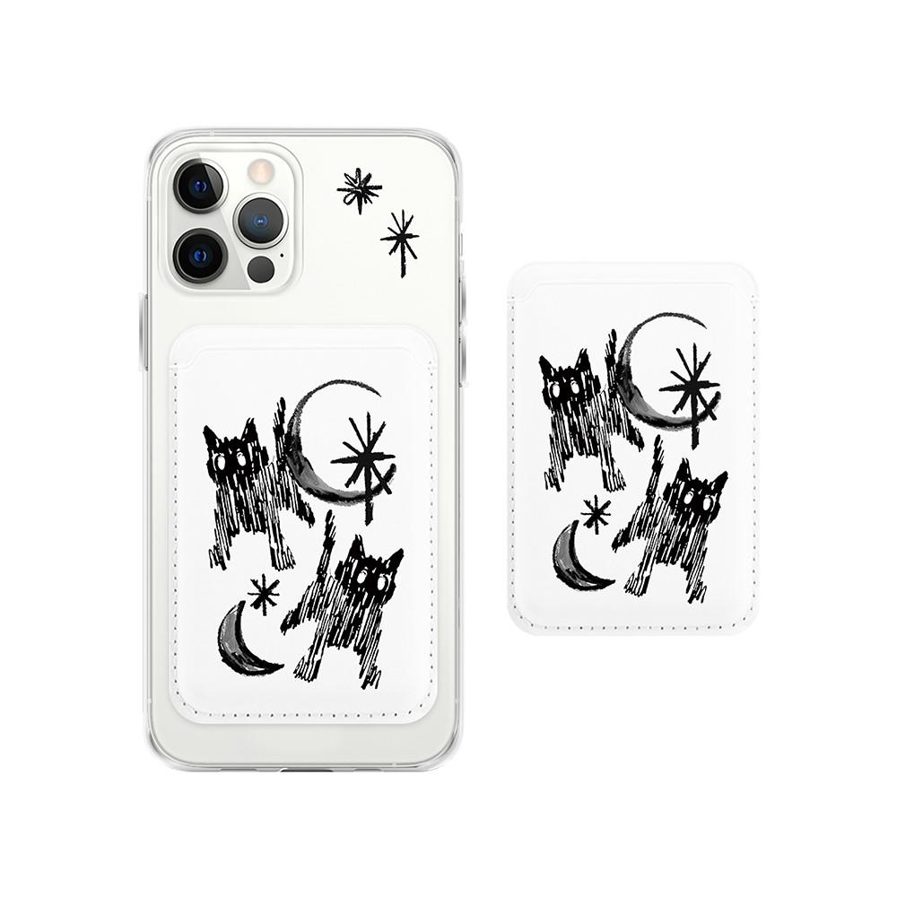 NIGHT MIAOW MAGSAFE LEATHER WALLET (나이트 미야옹 유령 고양이 맥세이프 카드 지갑)