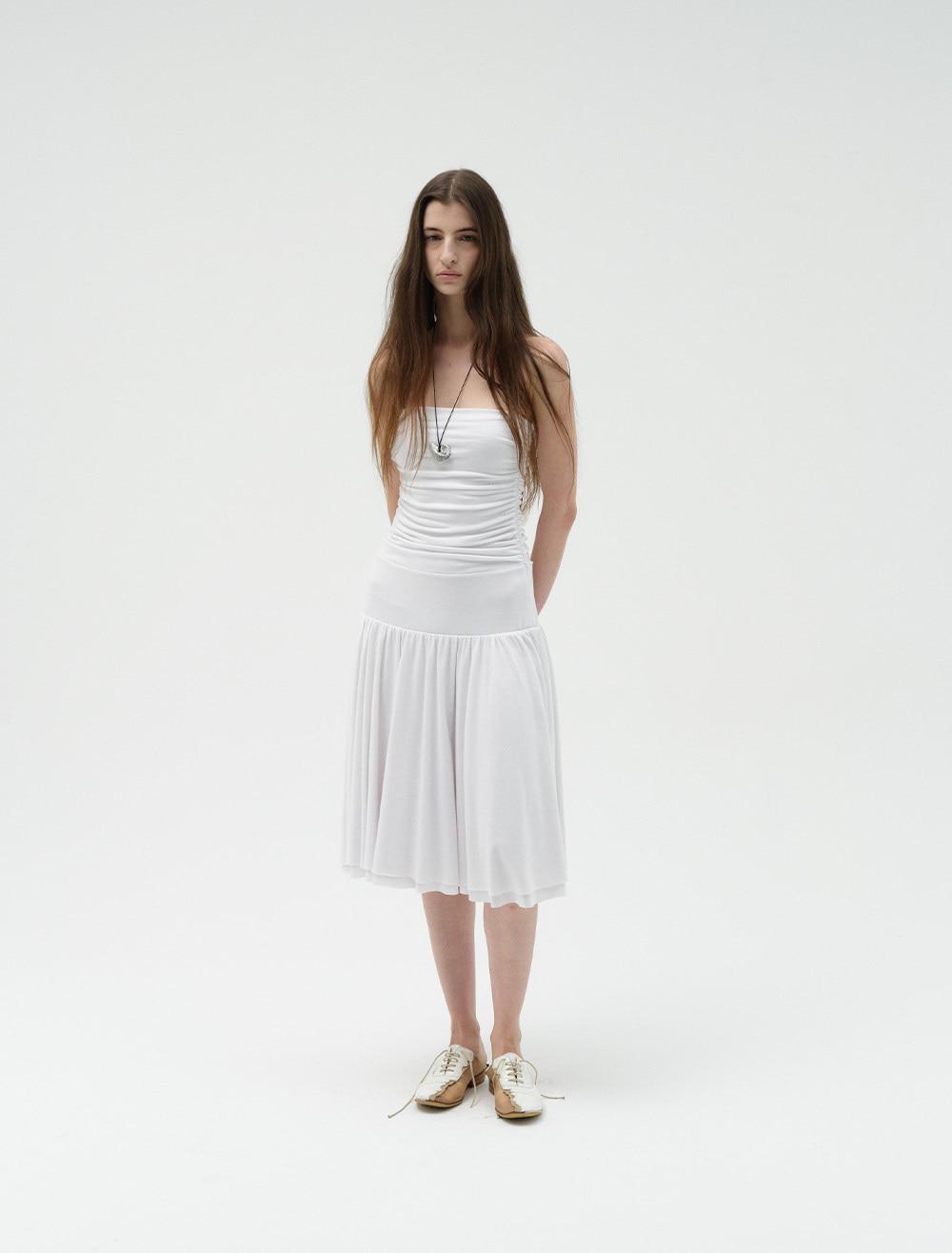 TWO-WAY SHIRRING DRESS [WHITE]