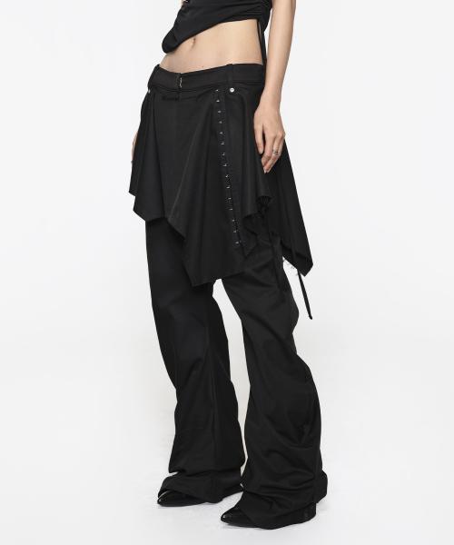 Bootcut Hook Skirt Pants - Black