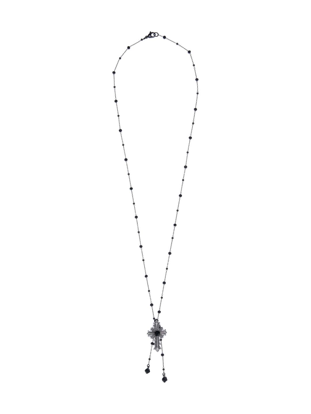 Crystal Cross Necklace_[Black]
