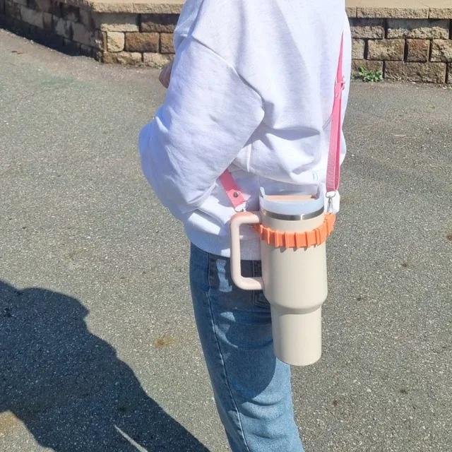 텀블러 실리콘 홀더 휴대용 숄더 스트랩 음료 캐리어