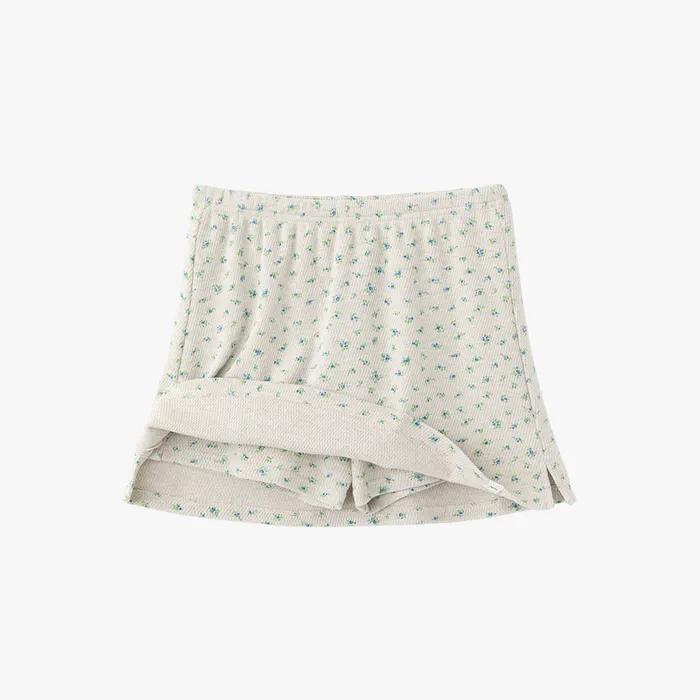 Flower Mini Skirt Shorts - Oatmeal