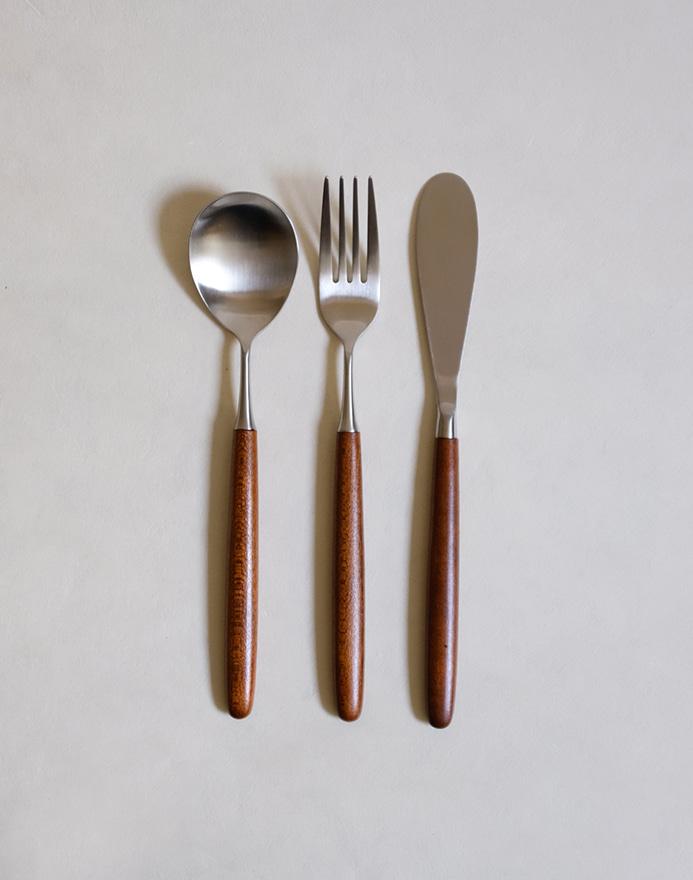 Lacquer Wooden Handle Dessert Cutlery