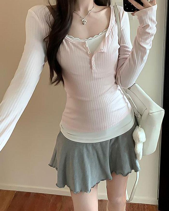 끌앤끌 [끌앤끌] 세미 달콤 티셔츠 발레 레이스 스커트 세트