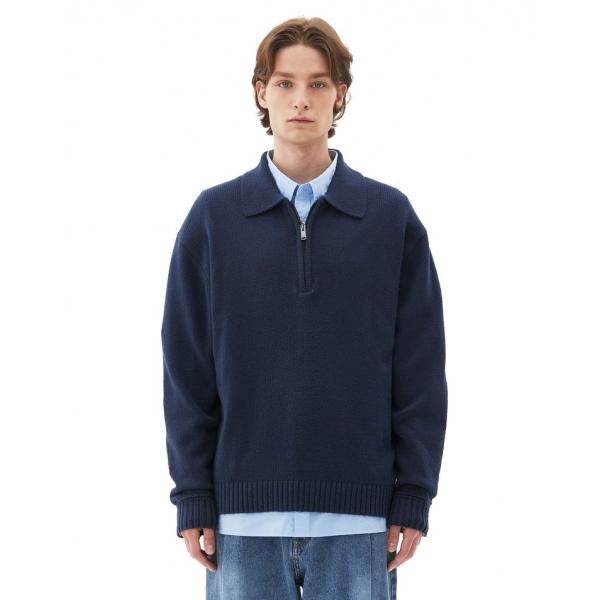 22FW [일꼬르소] 오버핏 하프 집업 카라 니트 IESW2F001