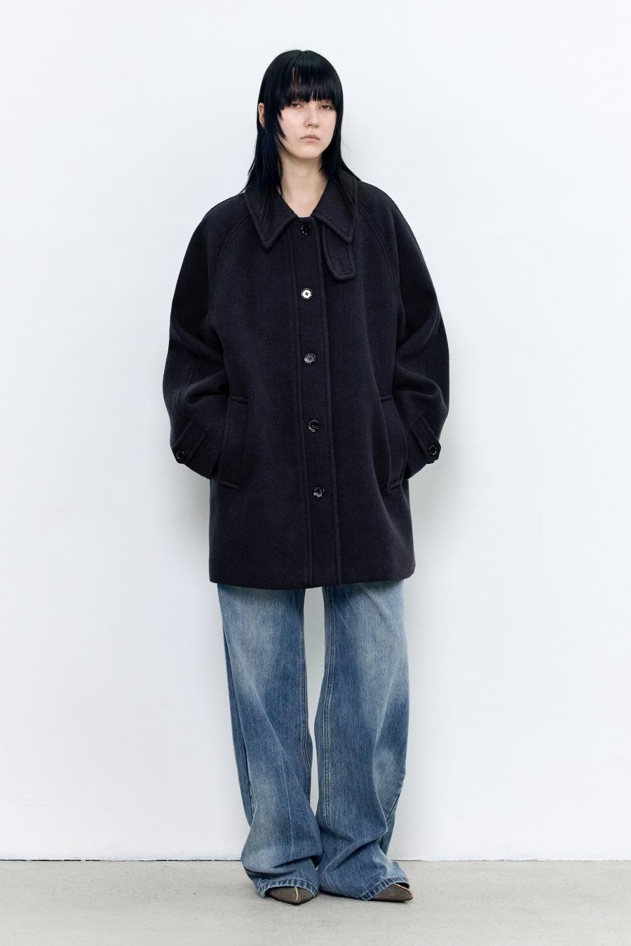 소프트 하프 발마칸 코트 DARK NAVY