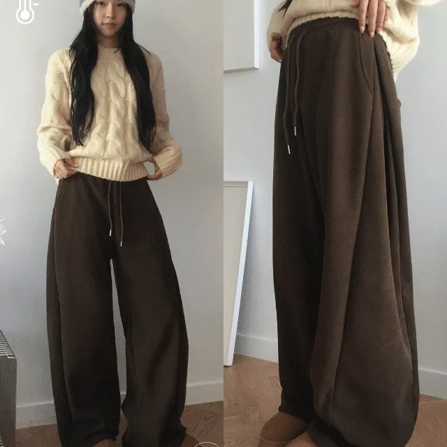 [두툼기모❄️/2단기장] 한겨울까지, 절개 사이드 핀턱 코듀로이 롱 팬츠