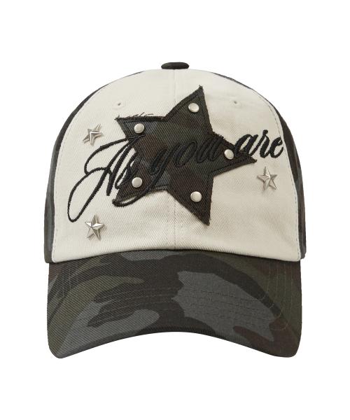 스타 레터링 스터드 볼 캡 카모