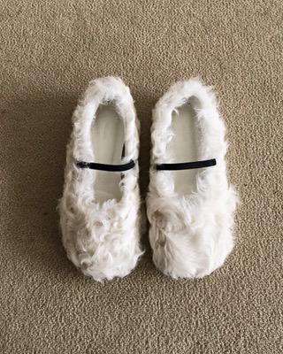 poodle wool flat shoes (2color)