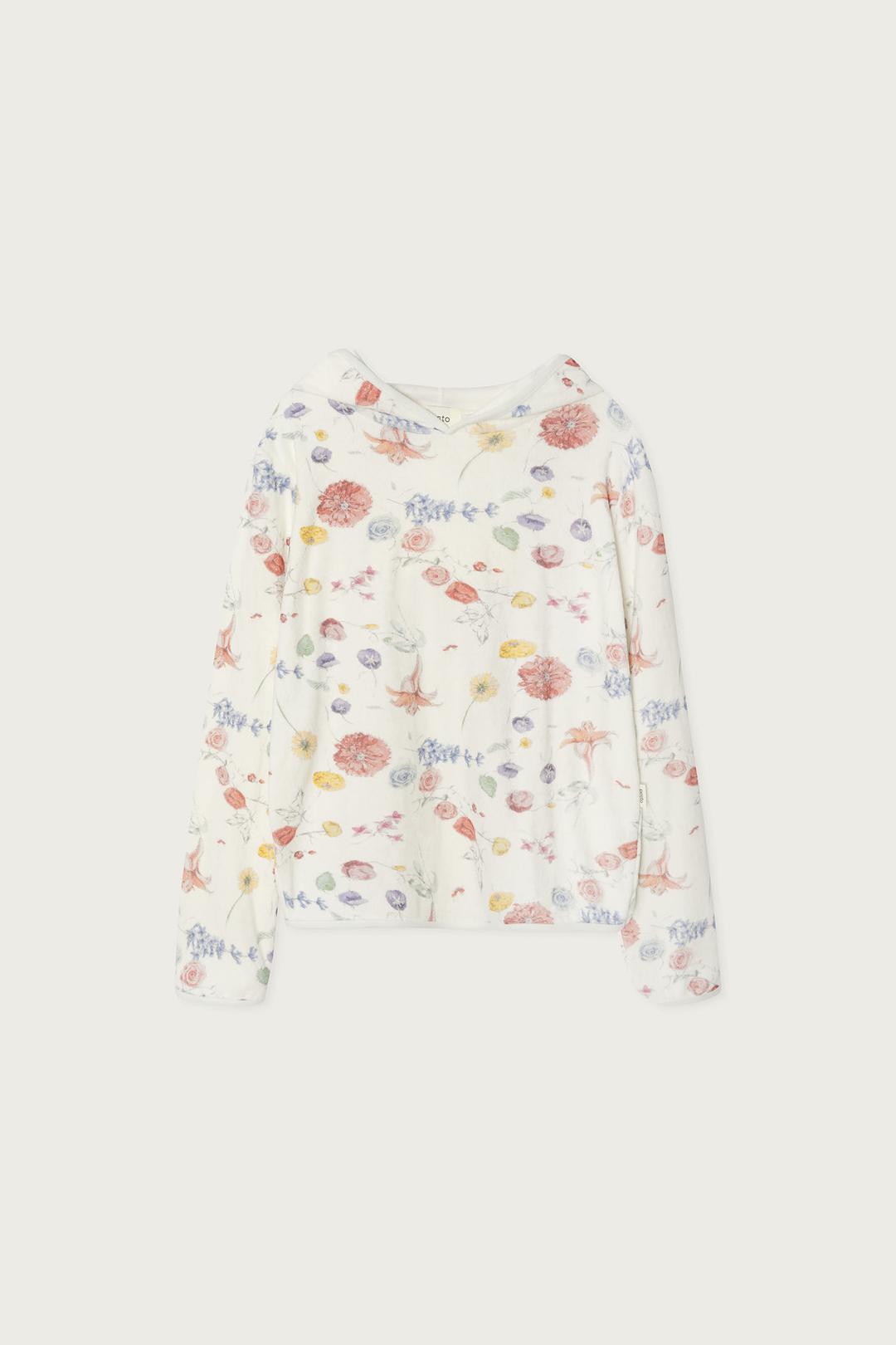 FLORAL HOODED TOP APPLE