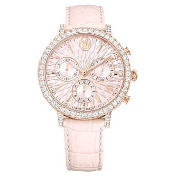 Matrix Tennis Chrono 워치, 스위스 메이드, 레더 스트랩, 핑크, 로즈 골드 톤 피니시
