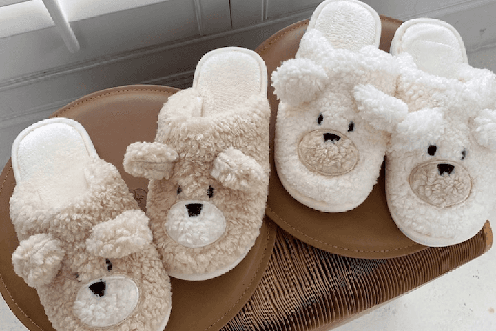 곰돌이 슬리퍼 강아지 겨울 뽀글 털 거실화 사무실 실내화 2colors 2sizes