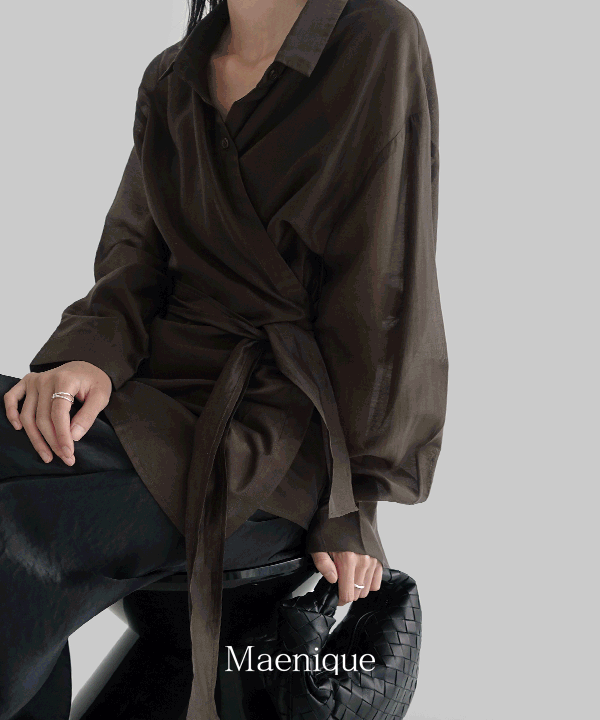 매니크 [MNQ] 베일리 시스루 오버핏 텐셀 랩 셔츠