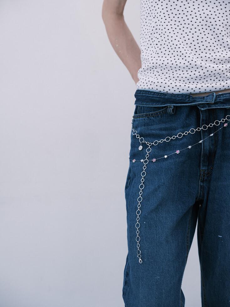 Star-O Necklace & Chain Belt (Silver)