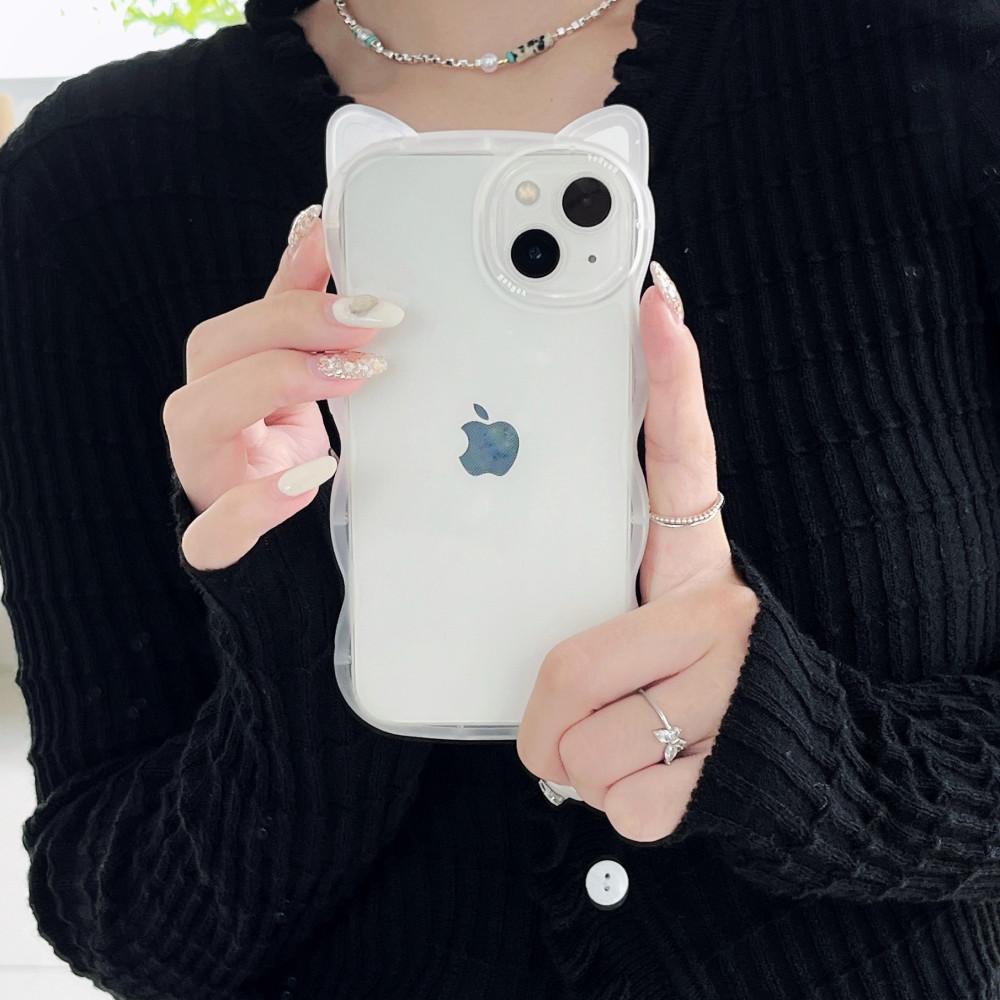 [made]캣츠이어 웨이브 투명 젤리 핸드폰케이스 아이폰 14프로맥스