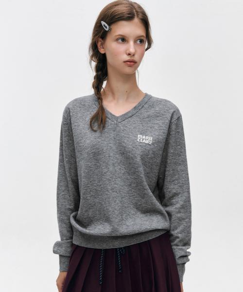 울 로고 브이넥 니트(MAFCKN17NMG)