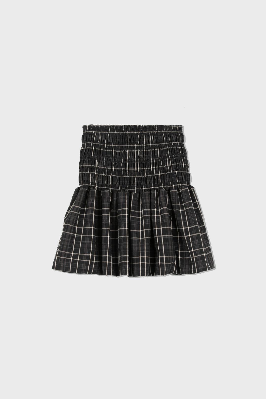 SMOCKING BALLON SKIRT (BLACK CHECK)