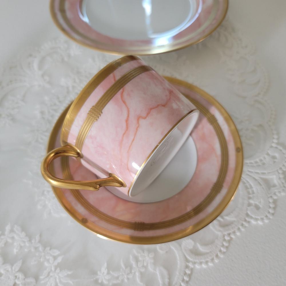 [중고]크리스찬 디올 핑크 마블 컵 앤 소서 (로즈 마블)