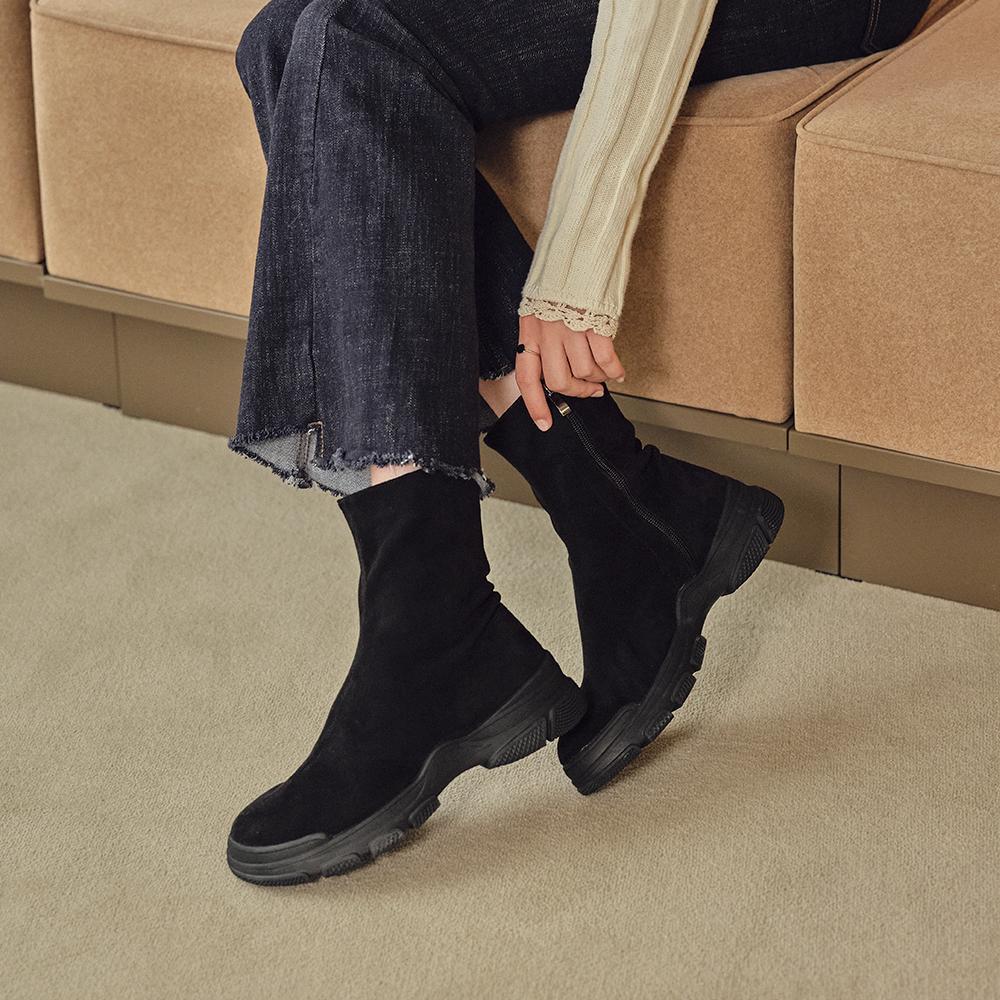 [22FW] 스웨이드 삭스부츠 블랙 스니커즈 5CM