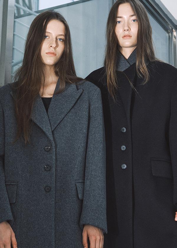 [길이선택] 울 캐시미어 카라 배색 롱코트_3 colors