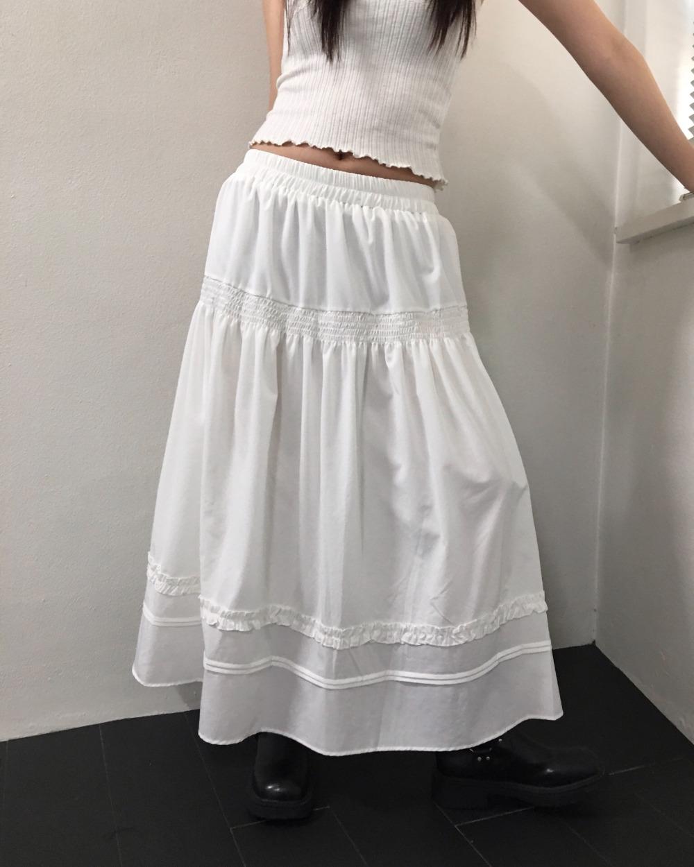 패닝 너울 루즈핏 캉캉 레이어드 롱 스커트