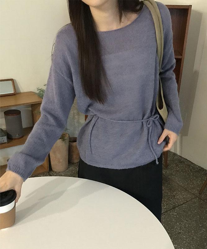 니어웨어 [겨울신상⛄] 유킨 보트넥 끈니트 (4color) 스트링니트/입술넥/여리핏/데이트룩/하객룩