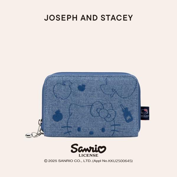 데님 트래블 크로스 월렛 헬로키티 워시드 블루