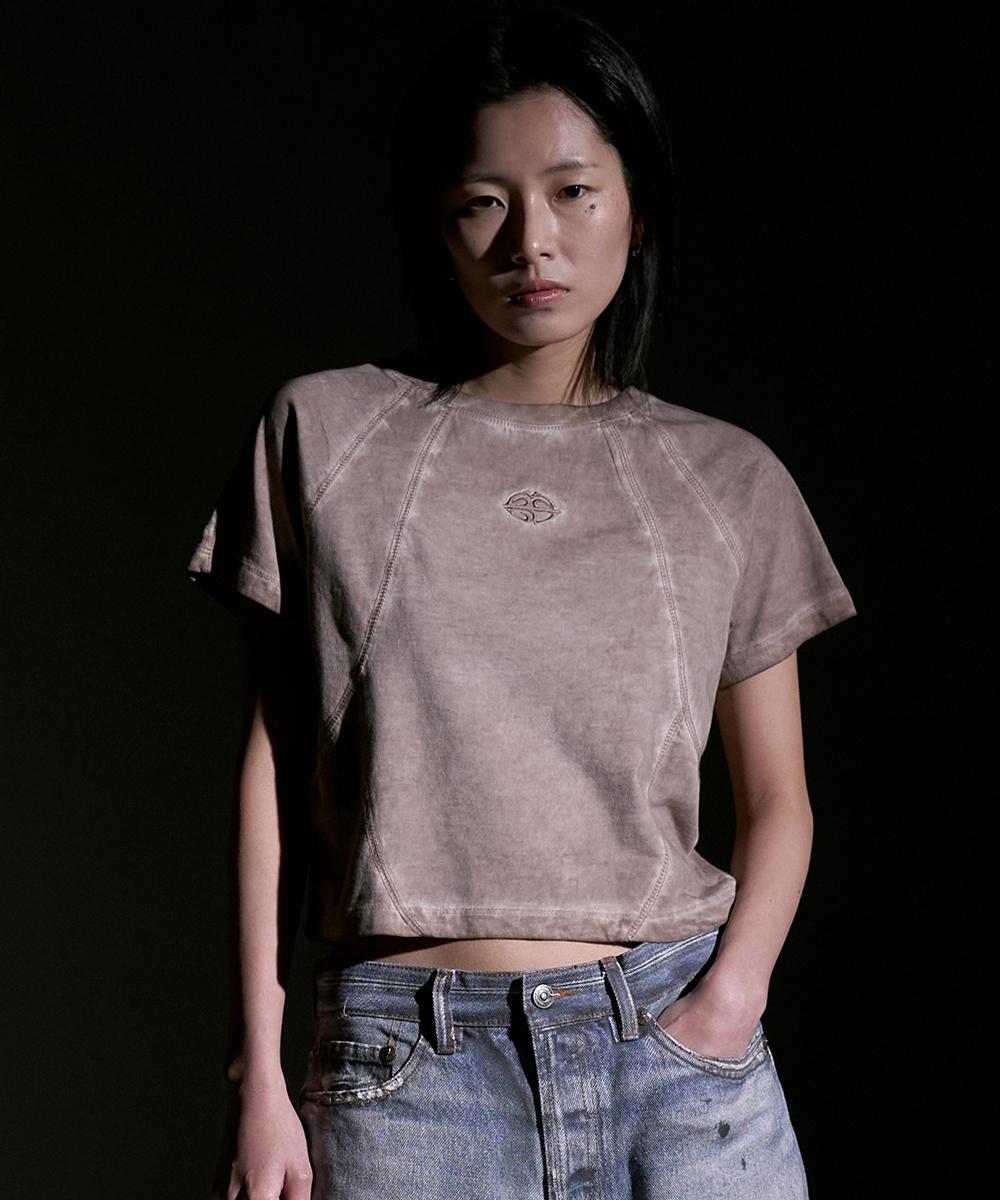 CURVED SEAM CROP TEE[BEIGE]