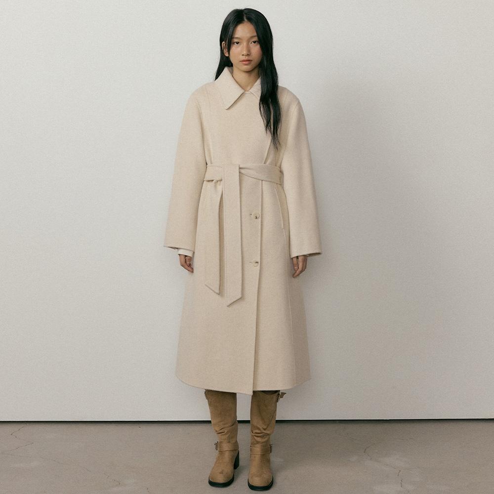 handmade cashmere belted coat-oatmeal