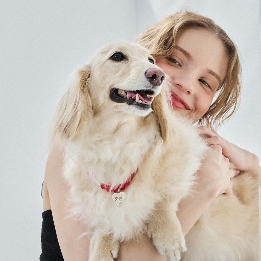 [silver 925] Ribbon Heart Necklace (2set) - 레드 자마노