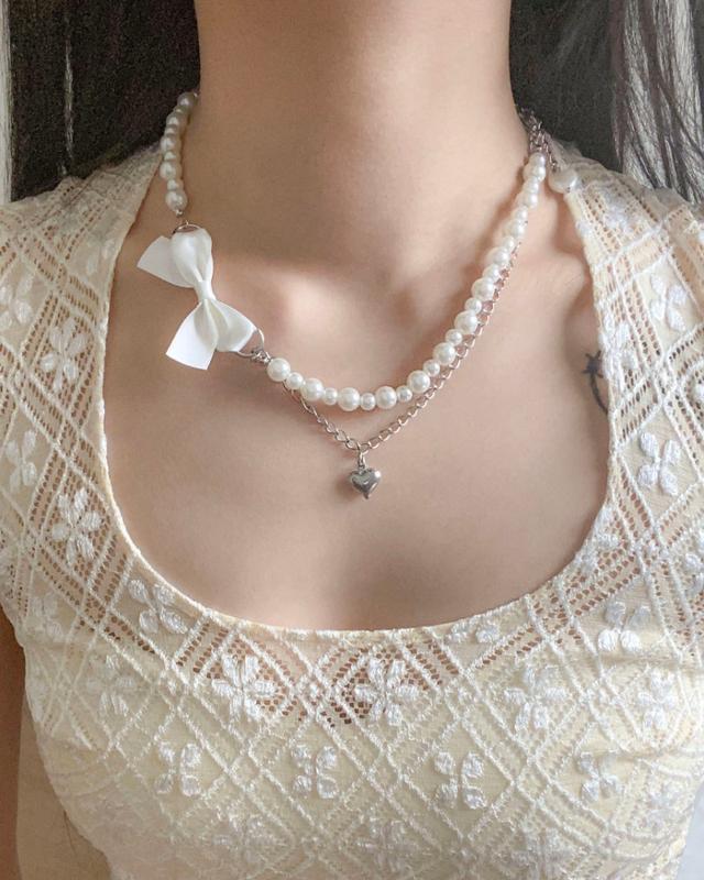 [오마이걸 아린님 착용] (전체 써지컬스틸) 발레 스완 리본 목걸이 Ballet swan ribbon necklace