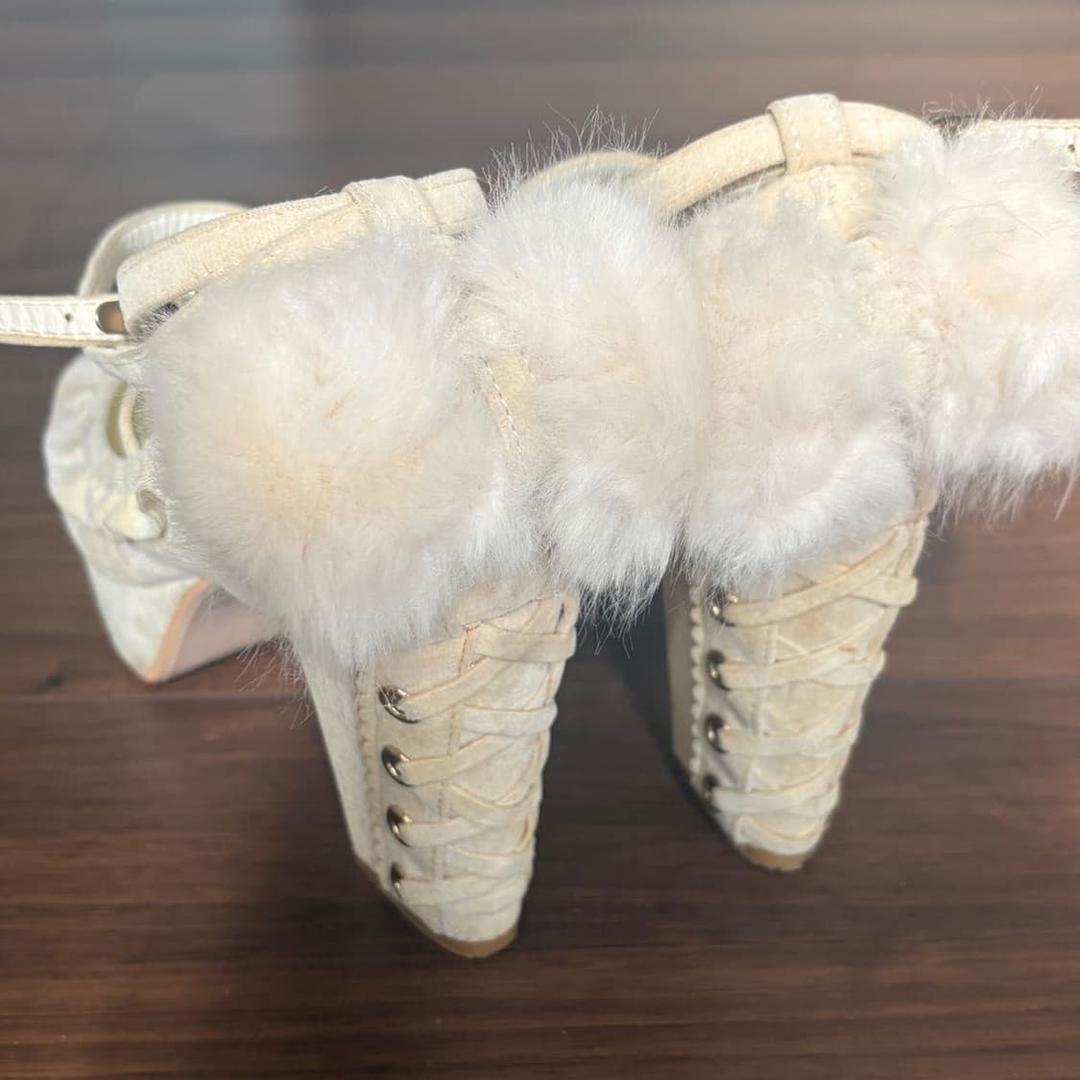 리즈리사 퍼 리본 레이스 스웨이드 펌프스 힐 | 후루츠패밀리