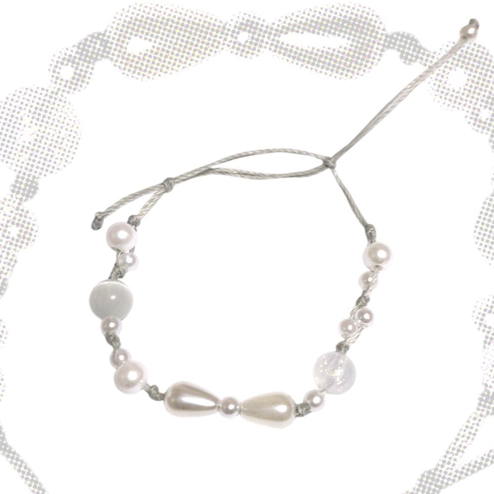 단하나 원앤온리 매듭 팔찌 진주리본(화이트)