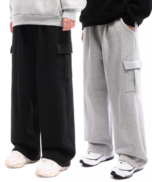 2PACK 카고 원턱 스웨트 와이드 팬츠
