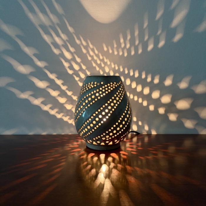 [JAPAN]70s oriental design ceramic lamp.