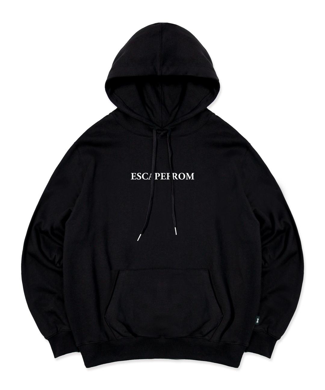 라인 플라워 후드티 블랙