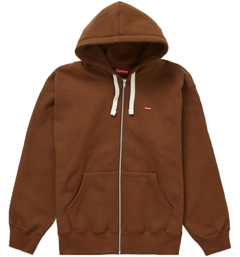 Supreme Small Box Drawcord Zip Up Hooded Sweatshirt Brown