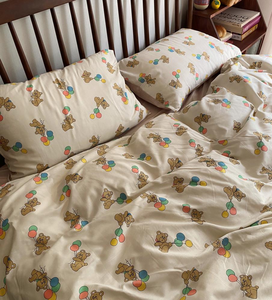 테디베어 사계절 이불 커버 세트 / 빈티지 곰돌이 바스락 호텔 순면 침구