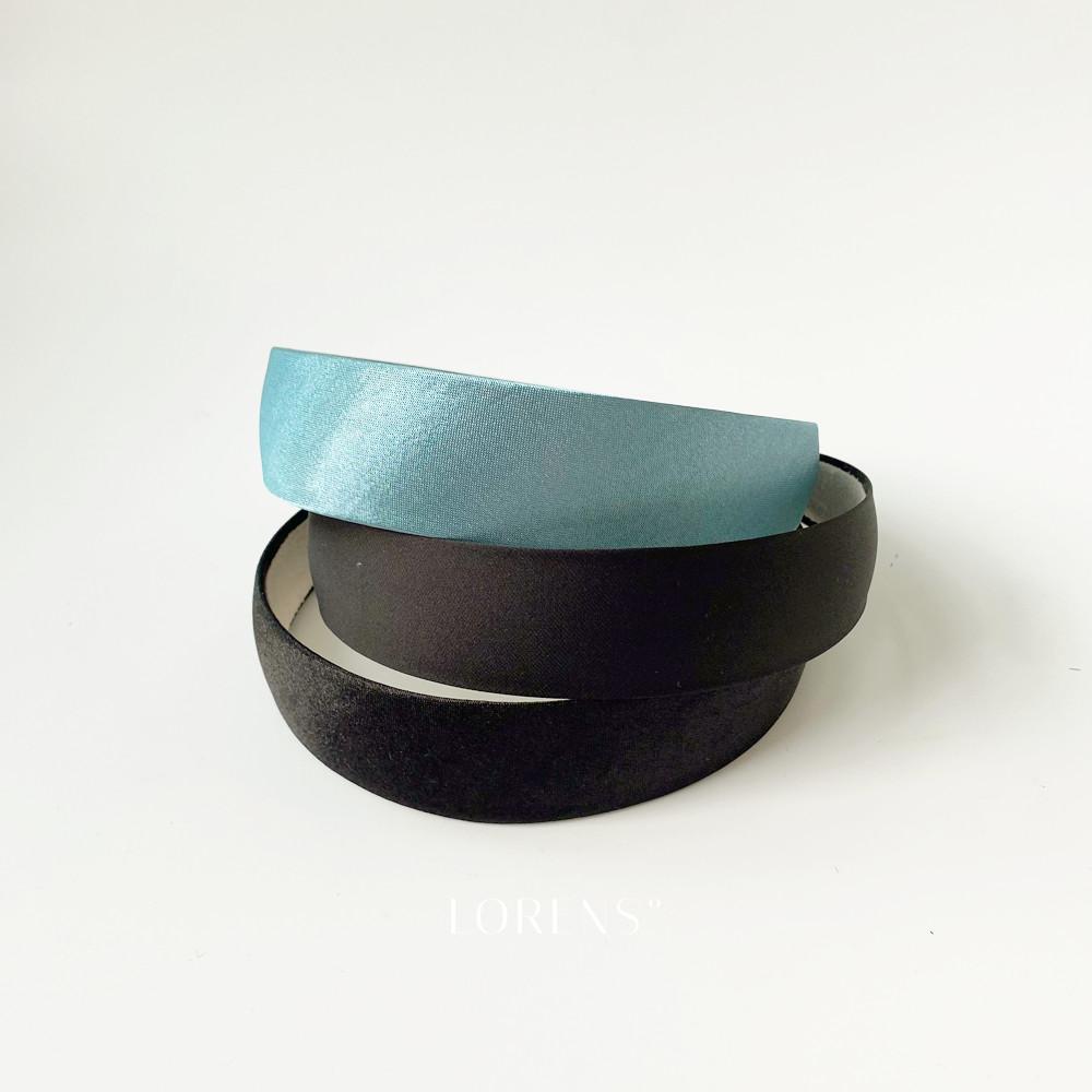 로렌스 새틴 공단 실크 플랫 무지 머리띠 블랙 그린 국산 핸드메이드 자체체작 고급헤어밴드