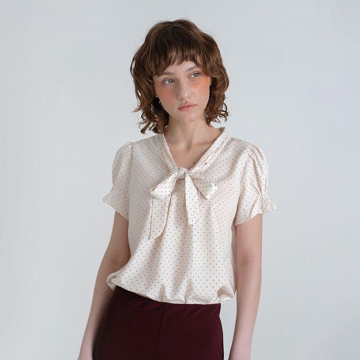 Dot button blouse_ivory