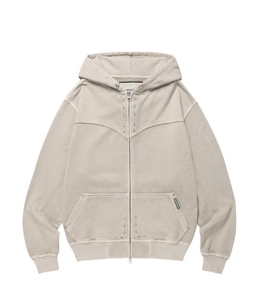 DYED HOODIE ZIP-UP BEIGE