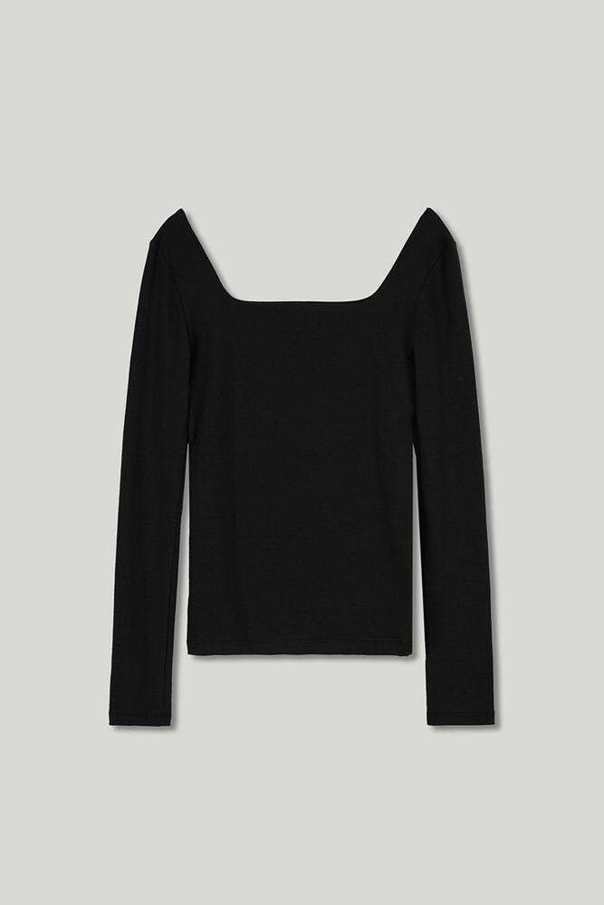 square neck t-shirt_black