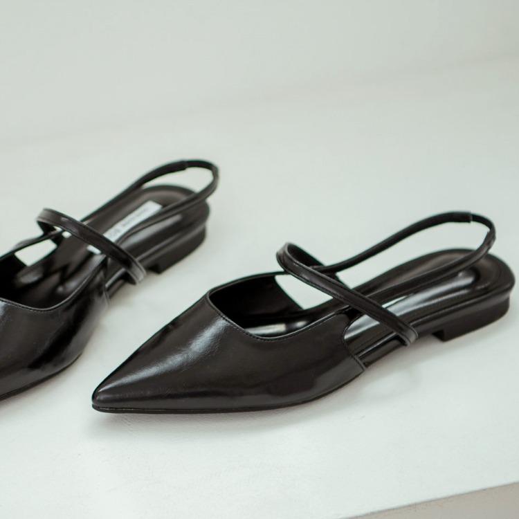 베인드 스틸레토 메리제인 슬링백 플랫슈즈 1cm