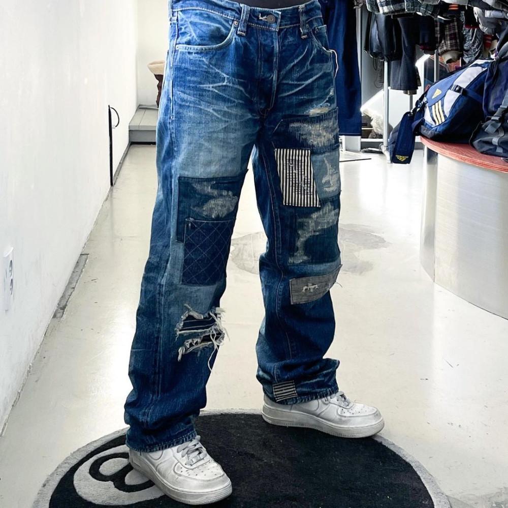 [중고]Sugar Cane (슈가 케인) Lot 902 패치 워크 스타 데님 팬츠