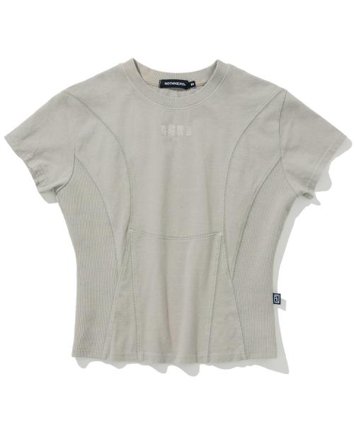 W N4ND Incision Pigment T-Shirts - Light Grey