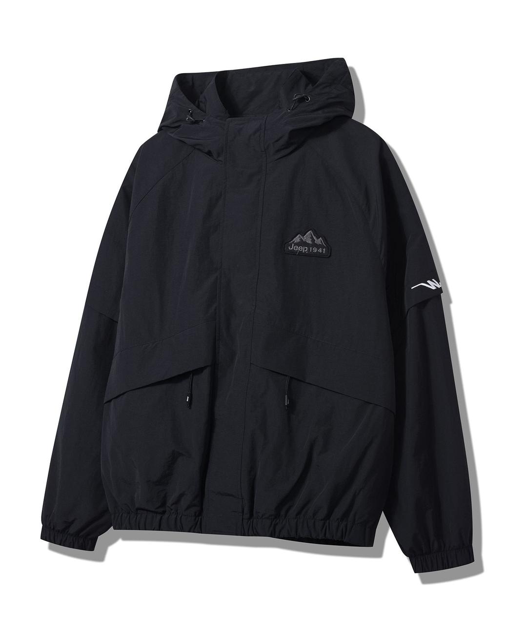 공용) 지프 왜고니어 후드 윈드브레이커 블랙 자켓 점퍼 JP1JPU204