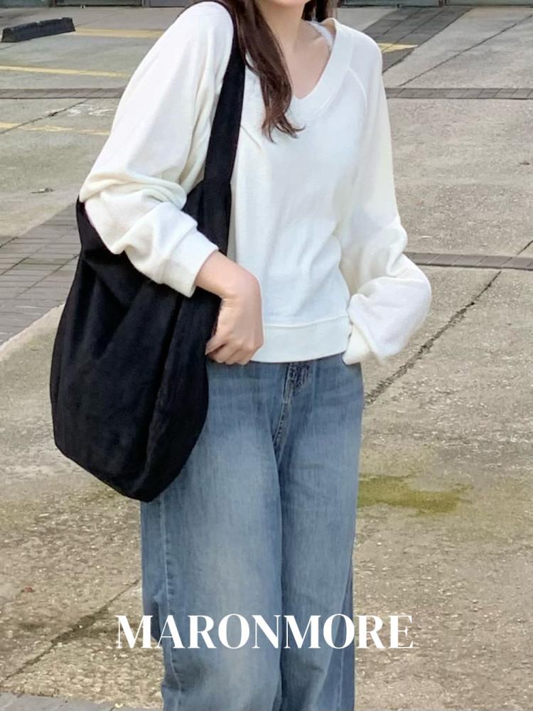 루즈 울 브이넥 맨투맨 (2 color)