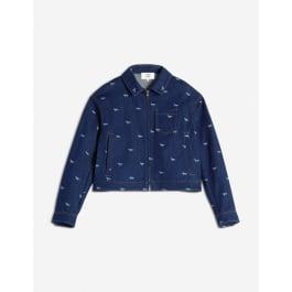 ZIPPED CROPPED DENIM JACKET