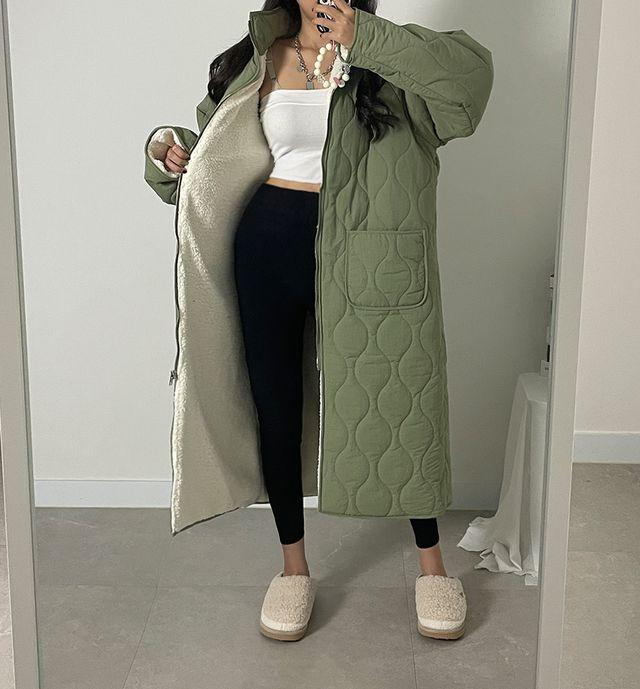 *안감 양털!!* (도톰/아방핏) 누빔 롱 패딩 빅사이즈 점퍼 루즈핏 오버핏 박시 코트 사파리 덤블 퀄팅 야상